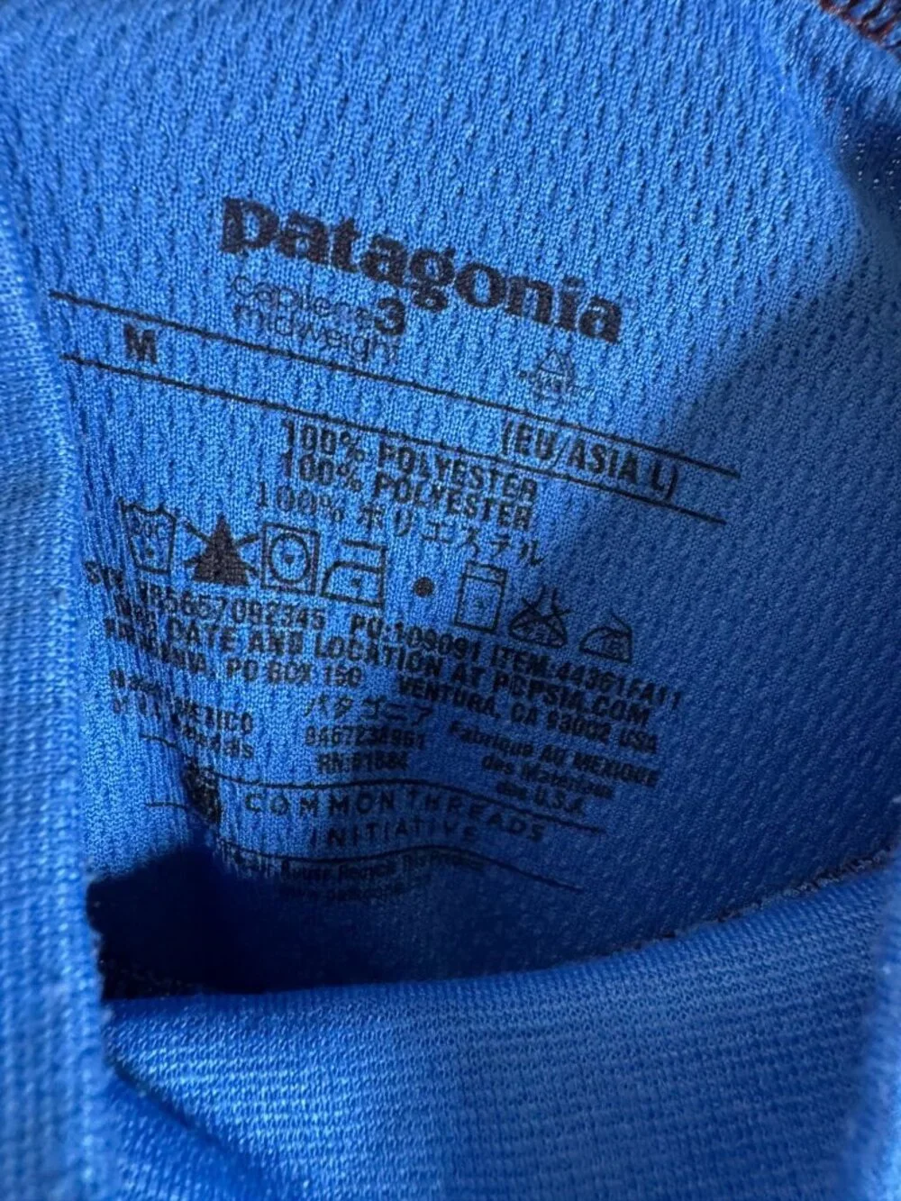 Patagonia Mens Blue Long Sleeve Capilene Base Layer Pullover Size Medium Outdoor
